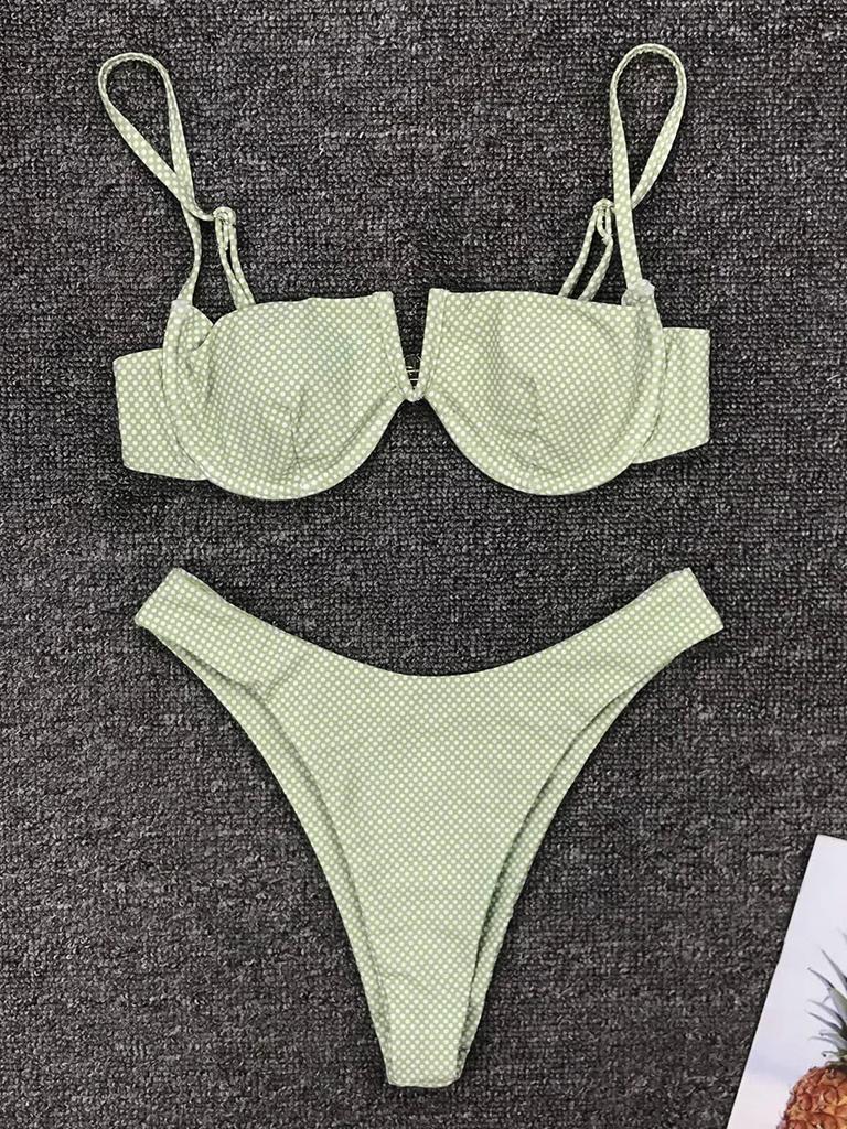 Underwired V-Bar Bikinis 2026 Polka Dot Bikini Women Swimsuit Female Swimwear Two Pieces Bikini Set Push Up Bathing Suit Swim