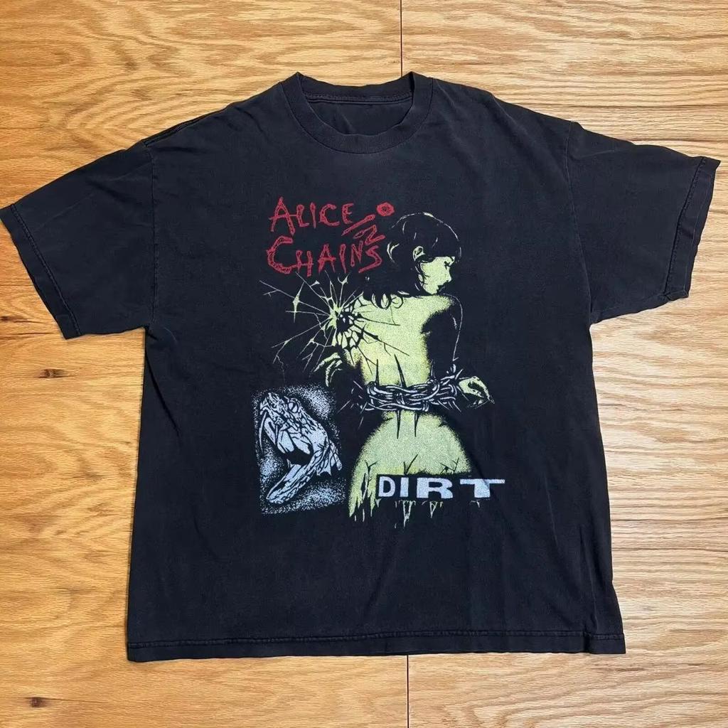 Hip Hop Street Y2K High Street Trend Alices Prisoner Band Dog Pattern Mens Tshirt Summer New Unisex Casual Tshirt