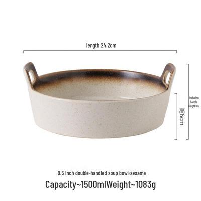 ZISIZ Japanese Ceramic Double-Handled Soup Bowl