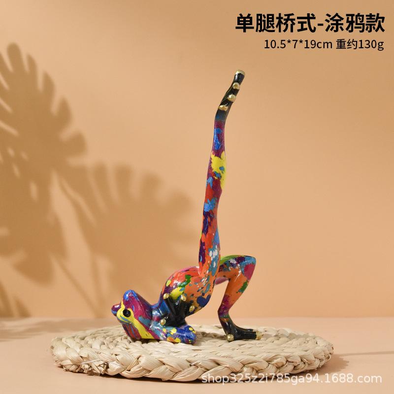 Nordic Yoga Frog Pastoral Animal Resin Crafts Abstract Yoga Frog Sculpture Cartoon Animal Living Room Ornaments Home Decoration