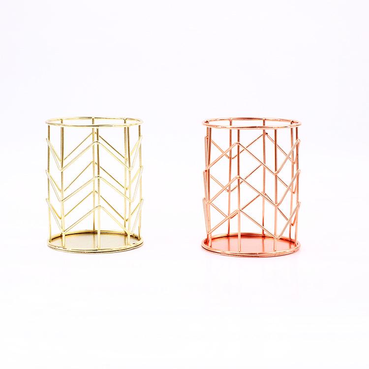 Nordic Rose Gold Multifunctional Iron Pen & Makeup Brush Holder