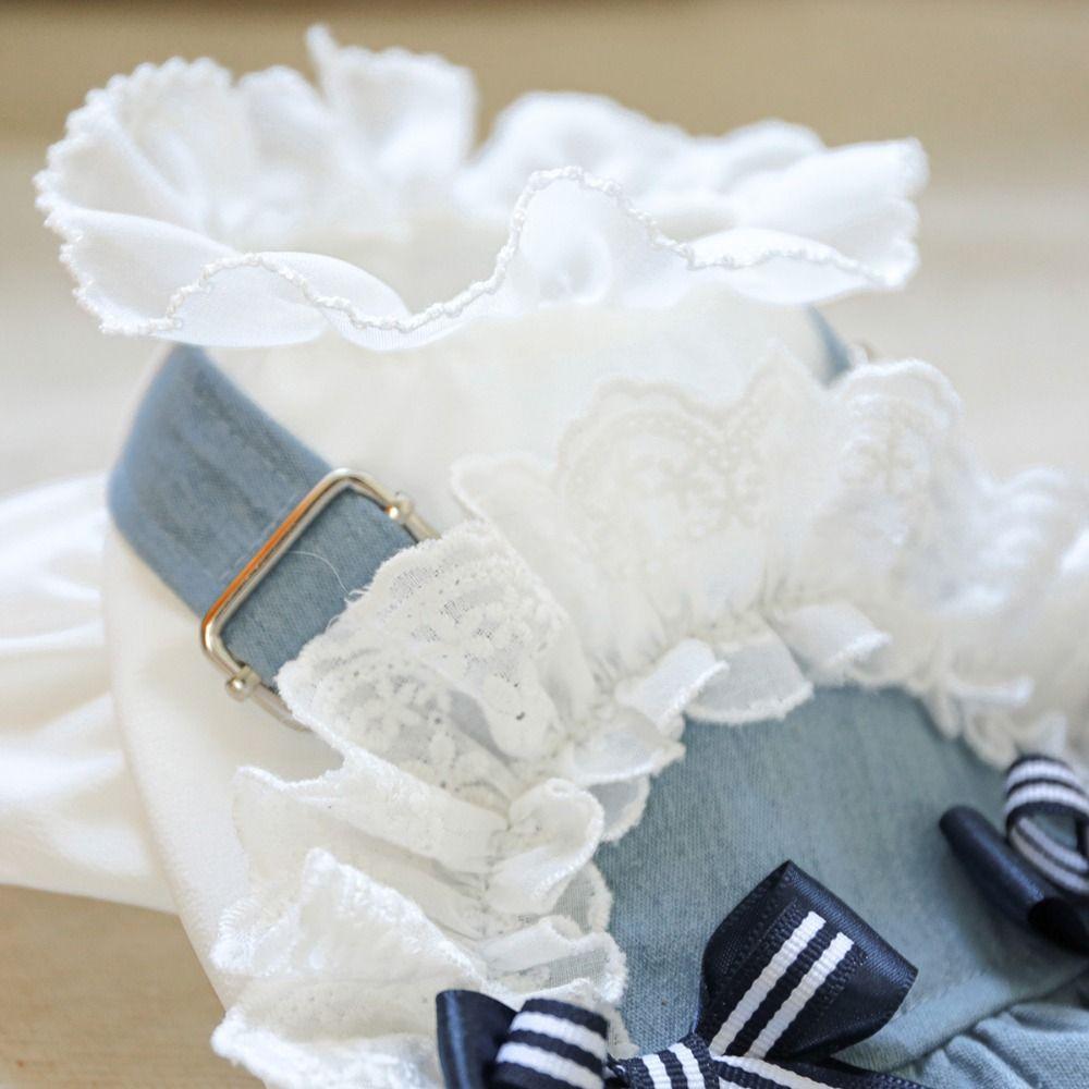 Reusable Pet Denim Dress With Bow Pet Skirt Durable Dog Denim Skirt  Dog Walking
