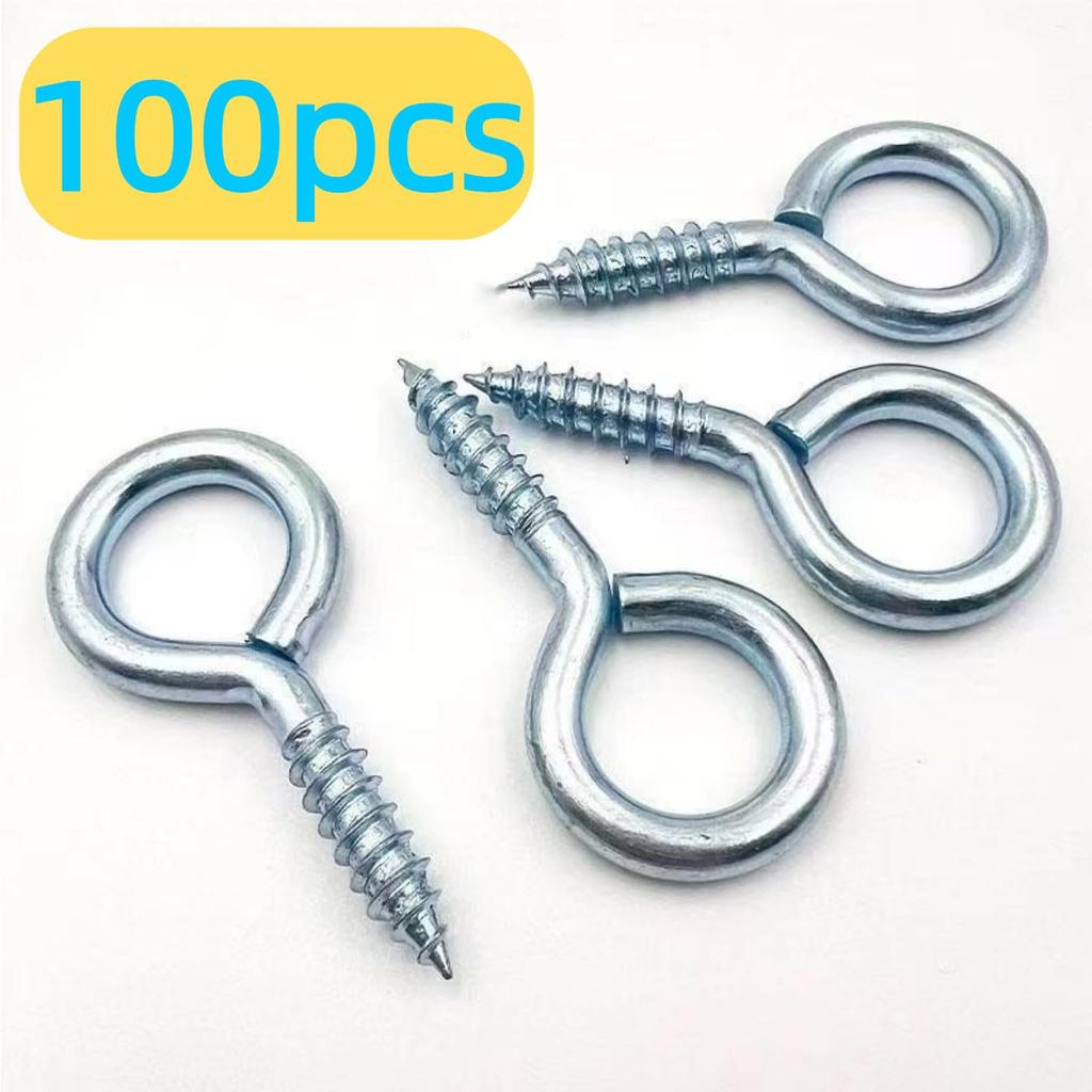 Eye Screws, 100Pcs 1 Inches Screw Eyes Hooks, 304 Heavy Duty Screw Hooks, Self Tapping Eye Bolts