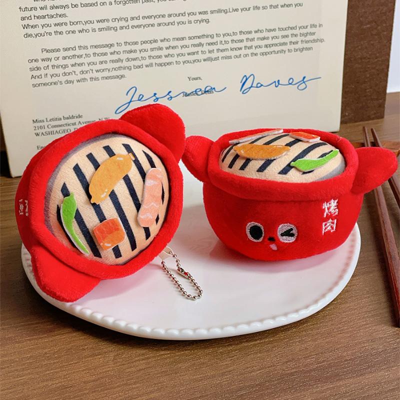 

1Pcs Cute Plush Hotpot Keychain Soft Car Hanging Ornament Cartoon Barbecue Pot Doll Keyring Bag Pendant Gift For Friends A2