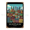 A Pop Art Travel Print Of Warsaw Poland Metal Signs Bar Personalized Classic Bar Cave Wall Cave Tin Sign Poster