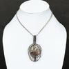 Laguna Lace Agate Gemstone Copper Wire Wrap Jewelry Pendant 2.96"