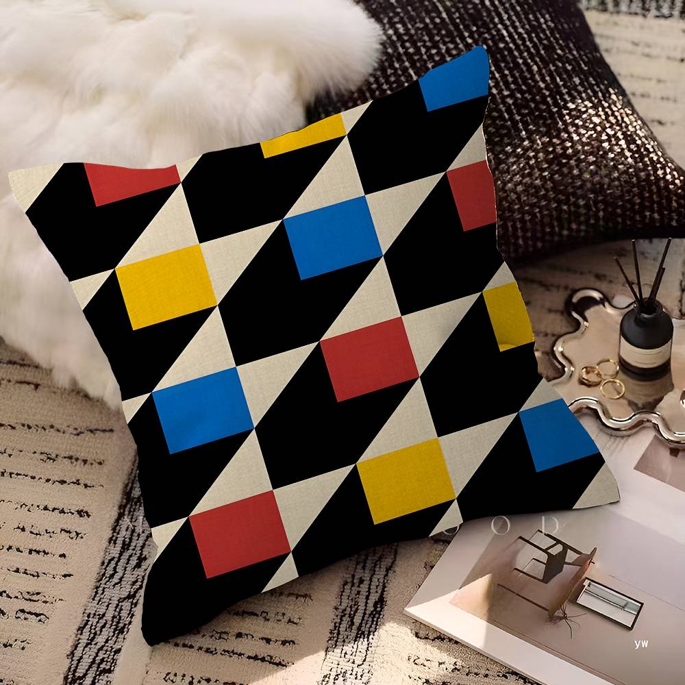 Abstract B-Bauhaus Geometry Cushion Cover Car Throw Pillow Case For Sofa Car Christmas Gift 40X40Cm 45X45Cm
