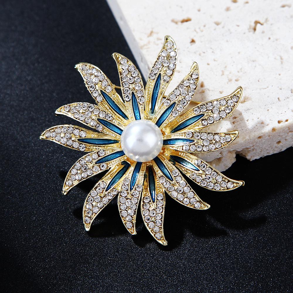 Lanhao Sunflower Pearl Brooch – Trendy Women's Cardigan Pin