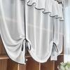 Modern minimalist black edging White Curtain,Adjustable Height Lifting Curtain,Transparent sheer Voile For Small Windows