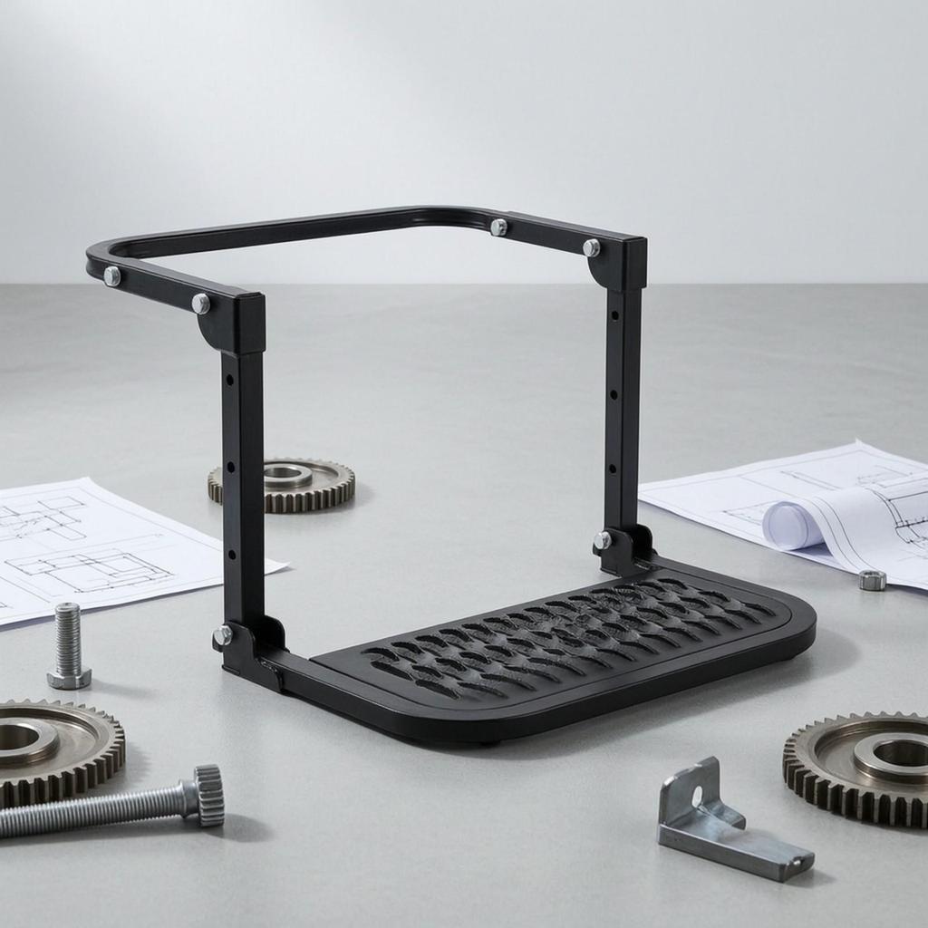 Adjustable Wheel Step with Curved Support Stable Metal Anti-Slip