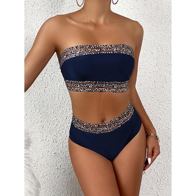Bikini Sexy alla Moda Top e Fondo Separati Costume da Bagno Due Pezzi Senza Spalline Set da Donna