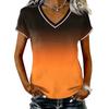Camiseta Casual de Mujer con Cuello en V y Manga Corta, Jersey con Estampado Degradado, Tejido Ligero y Suave, Ajuste Cómodo