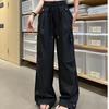 High-Waisted Casual Pleated Pants - Trendy, Loose-Fit, Meat-Concealing Sportswear for Spring and Autumn.