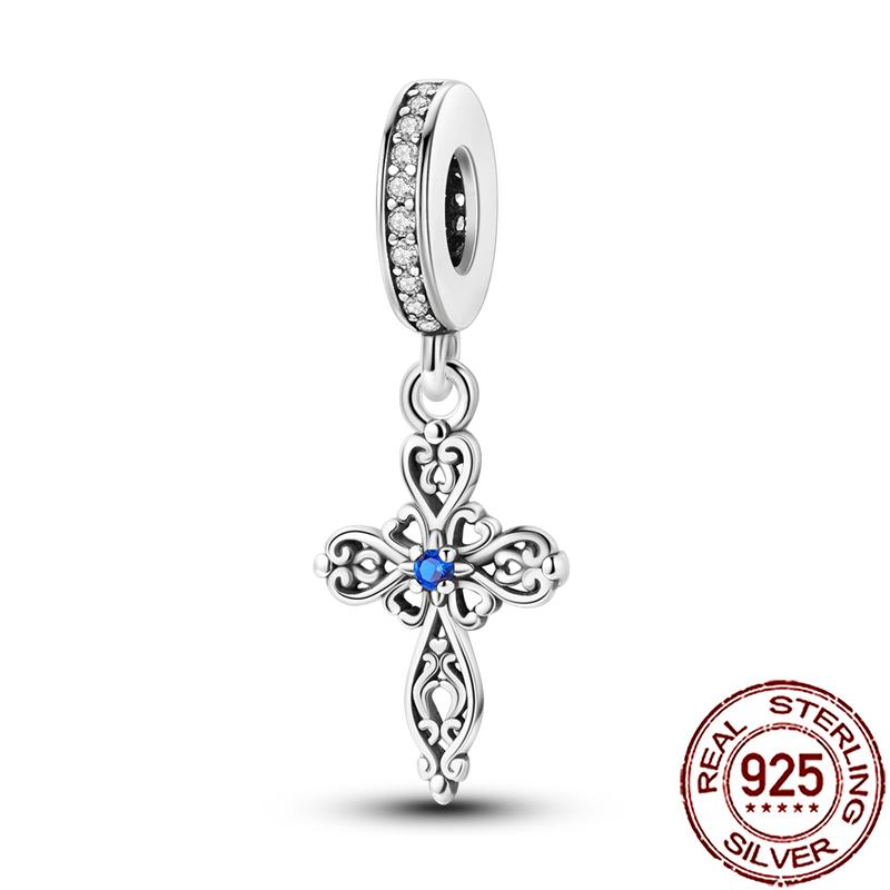 Charms Copper Angel Crucifix Cross Dangle Religious Beads Fit Snake Chain Bracelet Necklace Women Diy Jewelry