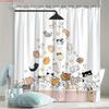 1 cartoon cat shower curtain fun animal bathtub   -   With Hooks Waterproof Mildew Proof Easy Install Washable