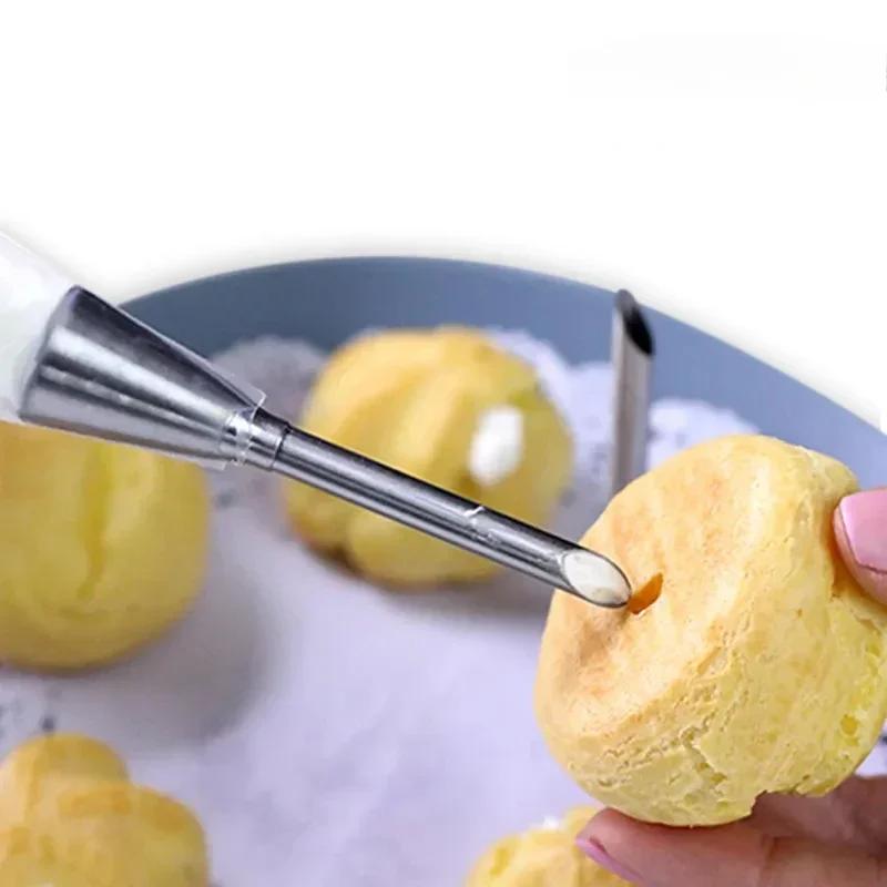 1/3Pcs Stainless Steel Puff Cream Nozzles Cake Icing Piping Tip DIY Donut Pastry Syringe Cupcake Desserts Baking Accessories