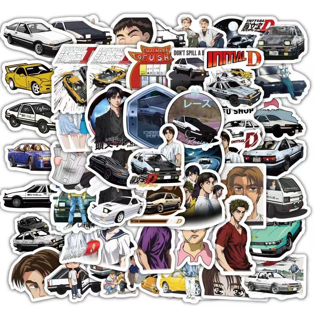 10/50Pcs Initial D Stickers Graffiti Stickers for DIY Luggage Laptop Skateboard Motorcycle Bicycle Stickers