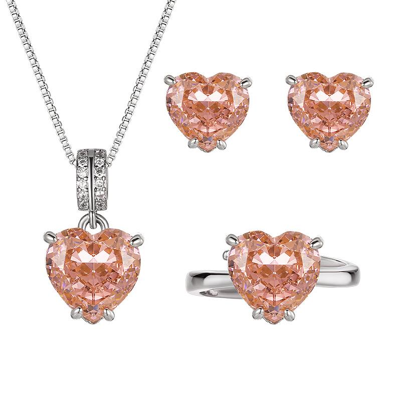 High Carbon Papalacha Heart-shaped Set Earrings Rings Necklaces Jewelry Women's Fashion Goods