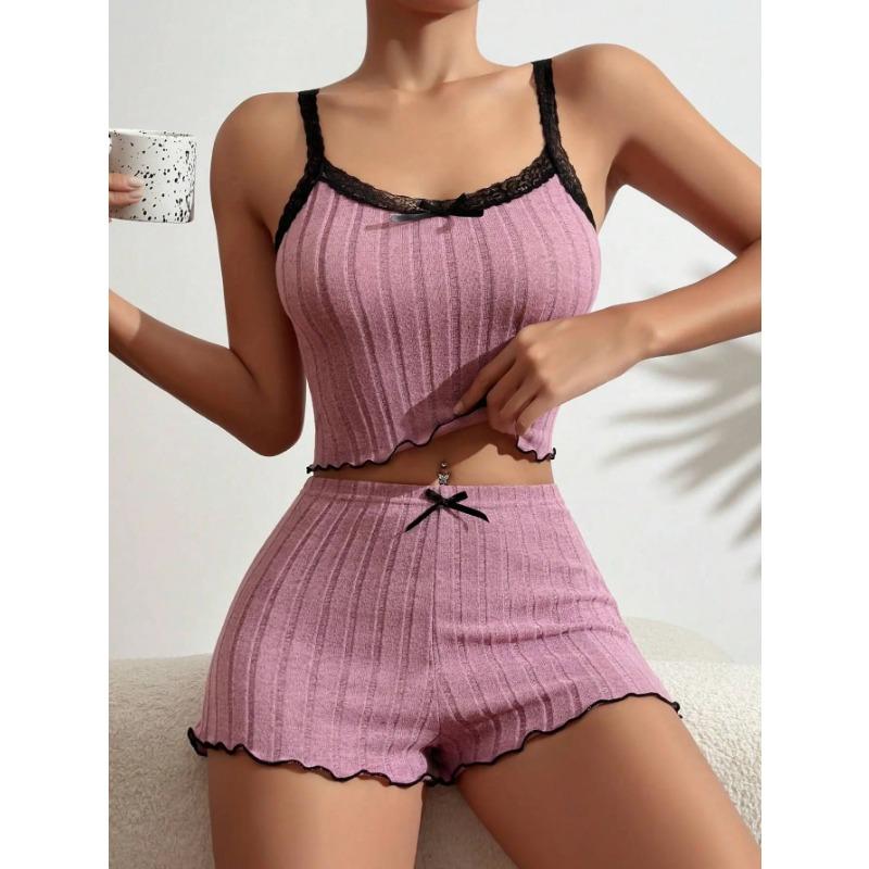 Summer New Sexy Sling Pajamas Home Wear Suit Europe and The United States Wind Female Sense Lace Edge Sling Shorts Home Wear