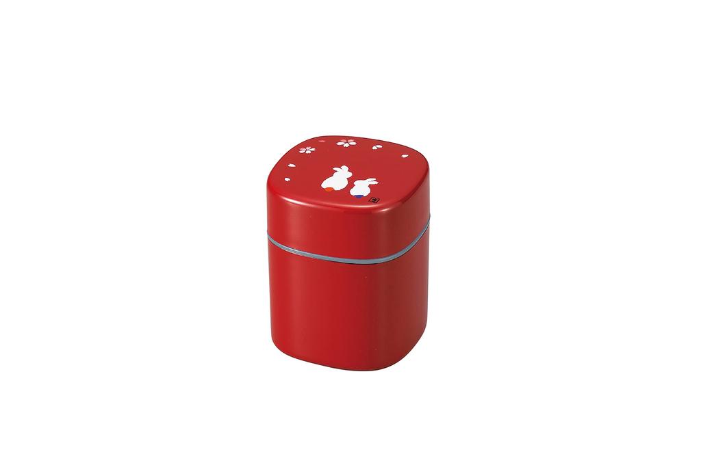 Tatsumiya Cherry Blossom Viewing Rabbit Tea H10 56905 Caddy, Vermilion, Size Approx. 8