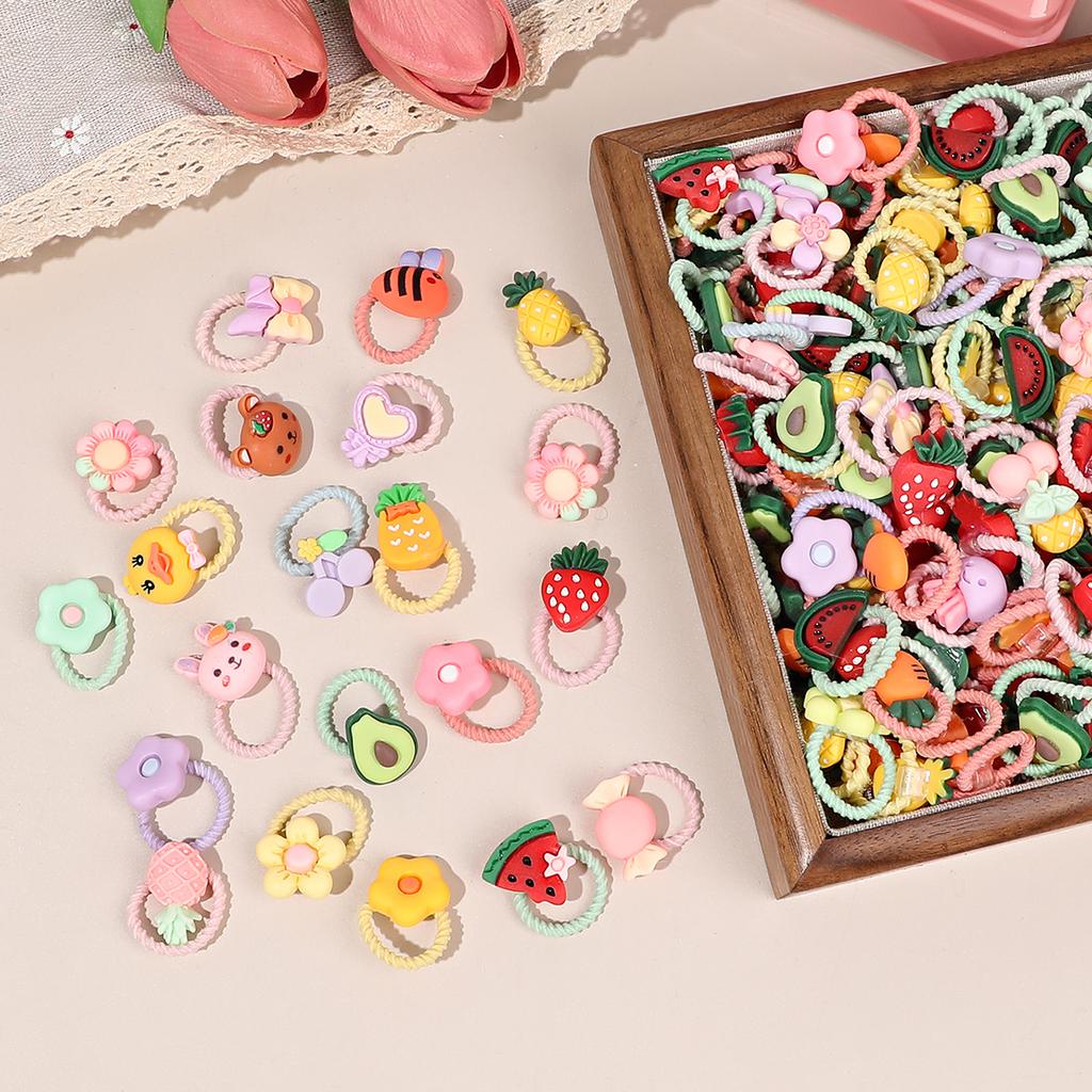 50Pcs Baby Hair Ties, Cute Cartoon Small Hair Ties for Toddlers Little Girls, Colorful Elastic Pony Tails Hair Bands  Kids Gift