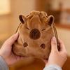 Capybara Plush Storage Bag With Drawstring For Students And Travel