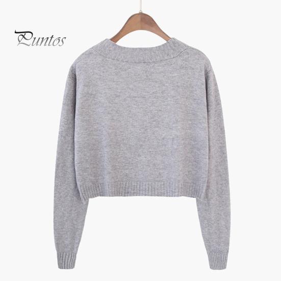 Women Spring Sweater Coat V Neck Long Sleeves Solid Color Single-breasted Cardigan Lady Thermal One Size Knitted Cropped Female Clothes