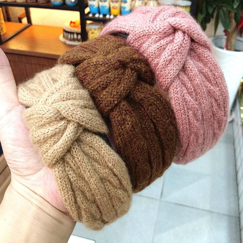 Gestricktes Knoten-Stirnband Koreanisches Stirnband Retro Hochwertig Gedrehtes Woll-Kopfschmuck Einfache Haarnadel mit breiter Krempe
