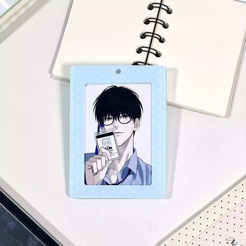 Akrylfotoram med prickar med hållare Retrostil Korthållare 3 tum Kpop Fotokort Skyddsfodral Fotokortsfickor Ny