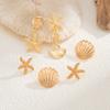 Ocean Style Starfish Shell Pendant Earrings Fashion Metallic Bowknot Ear Clips Ear Cuffs