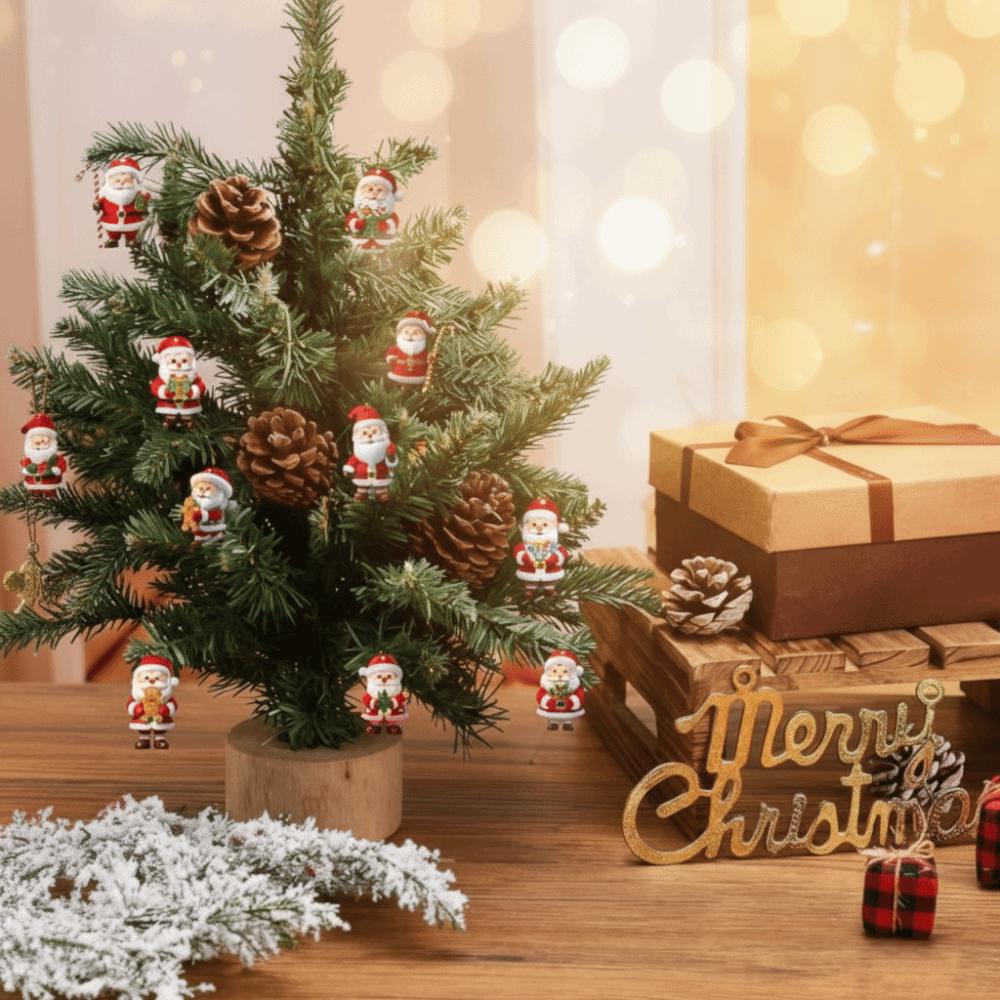 10 Pieces Set 2D Design Christmas Hanging Ornaments Wooden Candy Cane Design Holiday Pendant Decoration