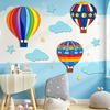1 Set Wooden Hot Air Balloon Wall Decor Nursery Kids Room Wall Art Rustic Hanging Ornaments with Stars Clouds Design Baby Shower Birthday Gift