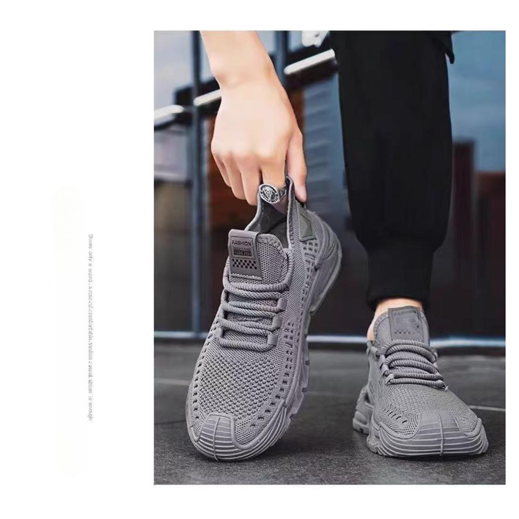 Men's Summer New Mesh Breathable Men's Casual Shoes Trend Versatile Hollow Single Shoes Solid Color One Foot Shoes