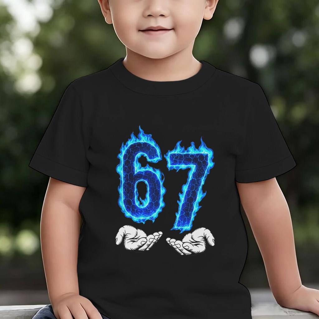 Boys Girls Number 67 Tshirt Cool Blue 6 7 Print Casual Daily Wear Tee Toddler Soft Cotton Tee 7th Birthday Boys Clothes