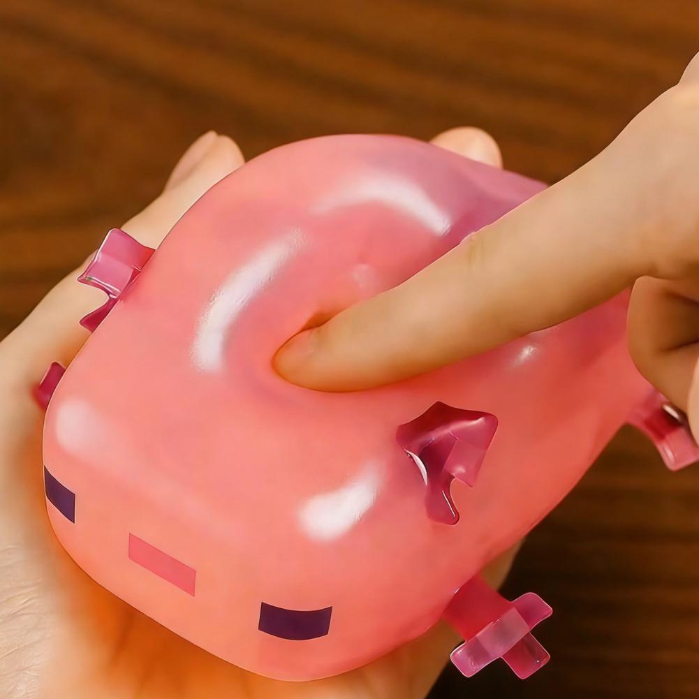 Translucent Axolotl Squeeze Toy Cute Axolotl Squeeze Toy Pink Pixel Style Stress Relief Fidget Toy Soft Gift For Kids Adults