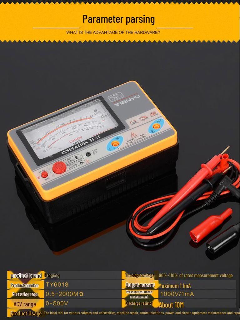 Tianyu TY6018 High Precision Insulation Resistance Tester 500V/1000V