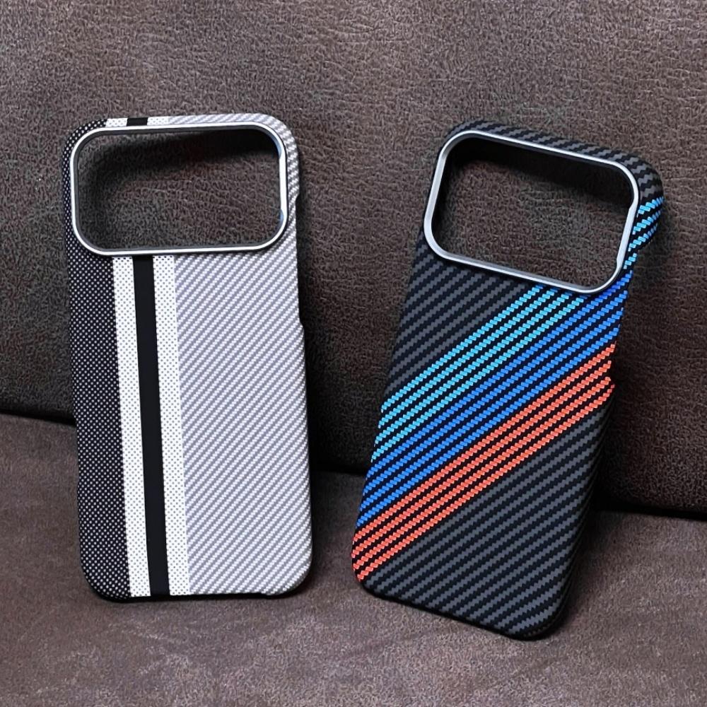 For iPhone 17 16 15 14 Pro Max Plus Case Carbon Fiber for MagSafe Cover Magnetic Wireless Charge Hard Shell Camera Alloy Case