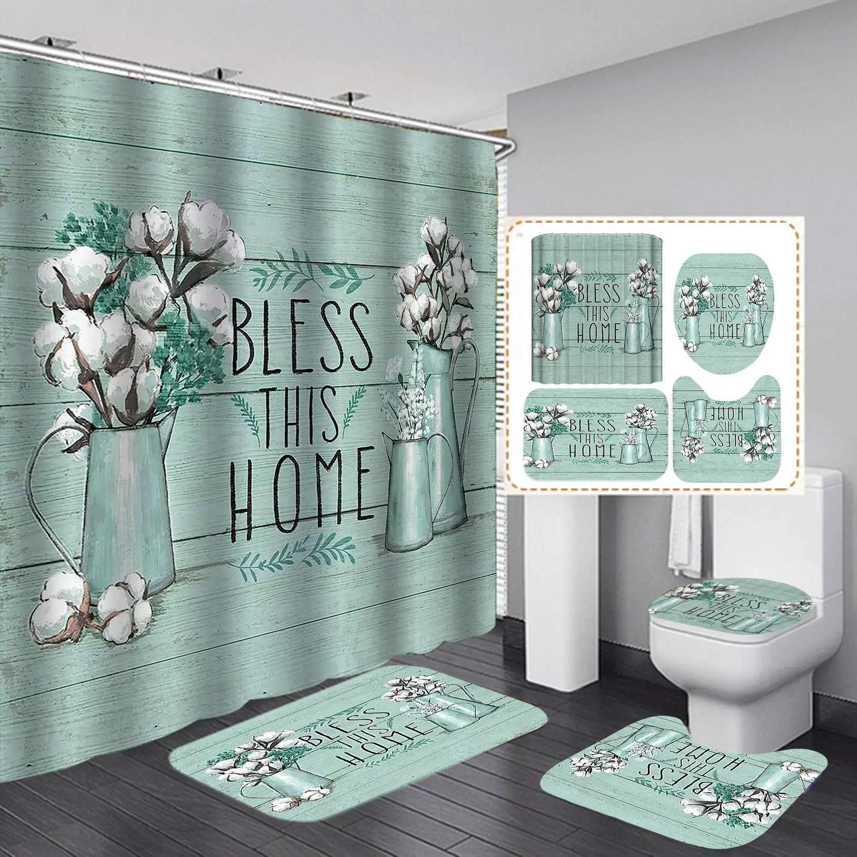 

Butterfly Daisy Sunflower Shower Curtain Sets Retro Floral Vintage Country Farmhouse Flower Rustic Wooden Bathroom Decor Sets W60H190(CM)-1 Pcs