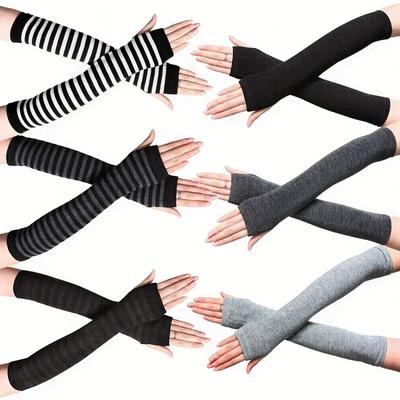 1/3 Paare Lange Fingerlose Handschuhe Weiche Dehnbare Warme Armstulpen mit Daumenlöchern Winddichte Elastische Outdoor Sport Armstulpen
