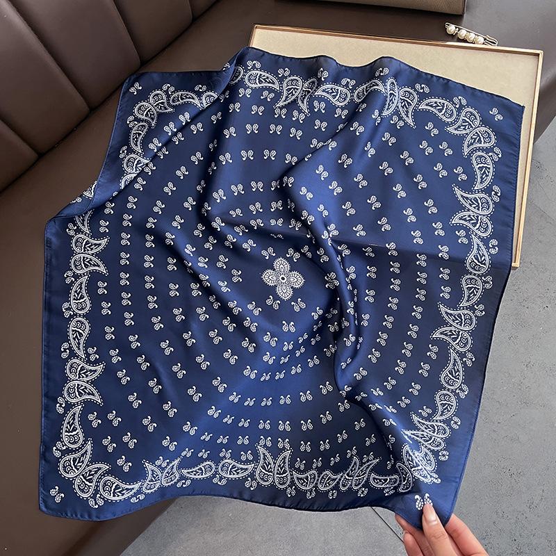 European and American Simple Cashew Print Square Scarf Fresh and Fashionable Temperament Imitation Silk Scarf for Women