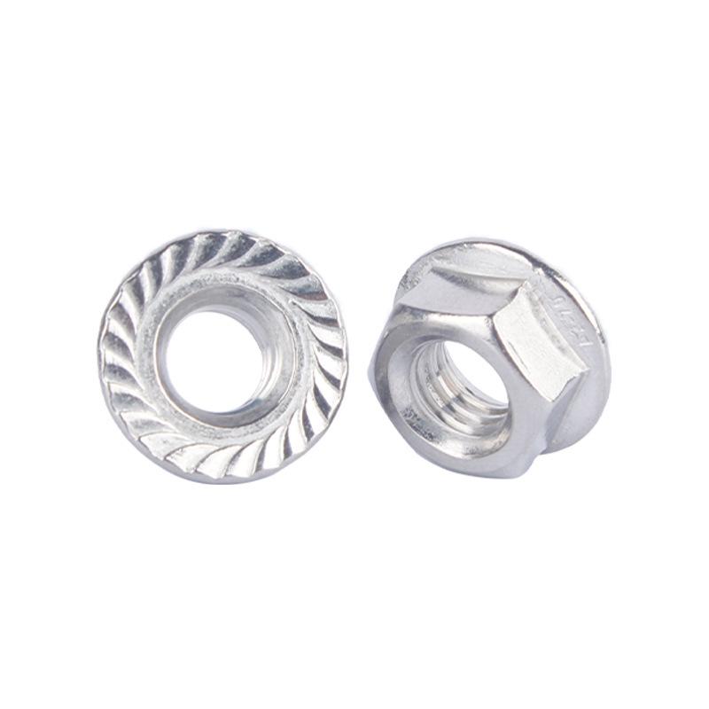 304 Stainless Steel Anti-slip Flange Nuts with Teeth, M3-M20, Hex, DIN6923