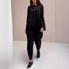 Women's Loose Fit Tracksuit Long Sleeve Crew Neck Sweatshirt Elastic Waist Jogger Pants Casual Sportswear Two Piece Set