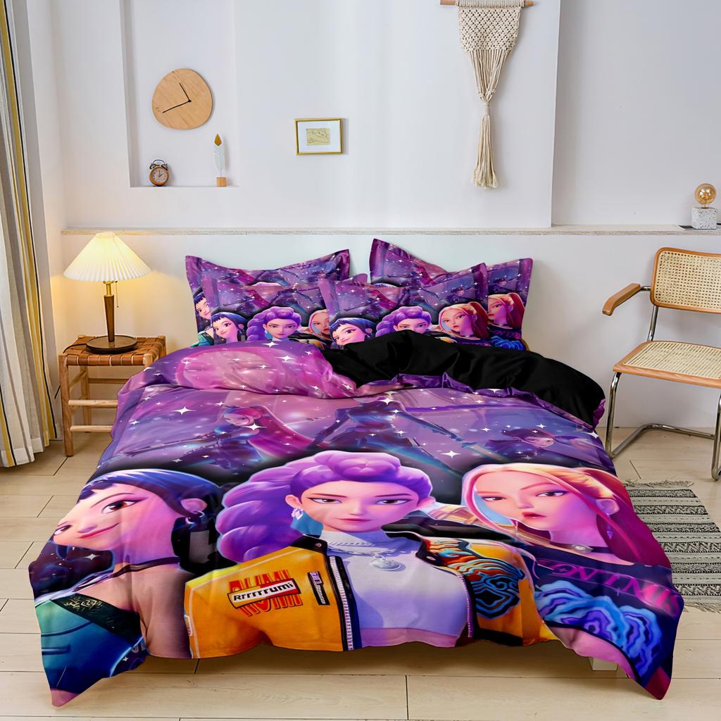 Kpop Demon Hunters Huntrix Bedding Set Single Twin Full Queen King Size Bed Set Adult Bedroom Sets BedDuvet Cover