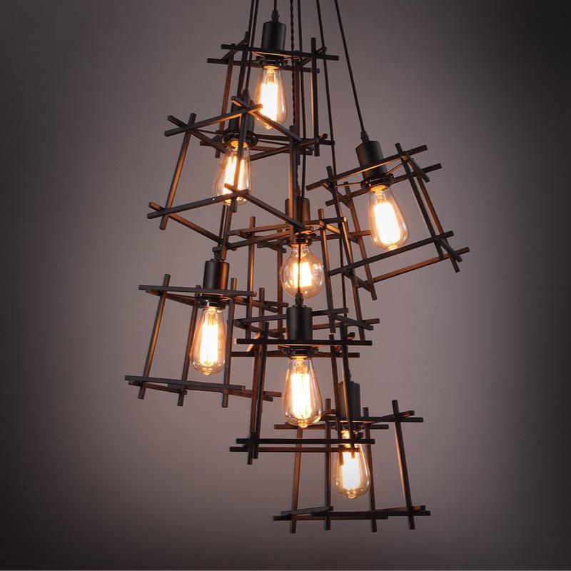 American Retro Industrial Chandelier with Creative Design for Bar and Living Room