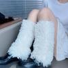 Japanese Style Furry Leg Warmers Chubby Y2k Leggings Thickened Stockings Women  Streetwear