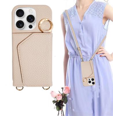 Cute and Stylish Shoulder Case for iPhone 16 Made of PU Leather with a Mirrored Back and a Flip Includes a and Card Design for Women and Pro, Case.