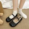 Retro Round Toe Flat Bottom Mary Jane Shoes Women's Soft Sole Spring Autumn Dress Shoes Polka Dot Pattern Rubber Outsole