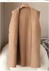 Women's Casual 10% Cashmere Wool Blend Coat - Spring 2026 Korean High-End Double-Faced Wool