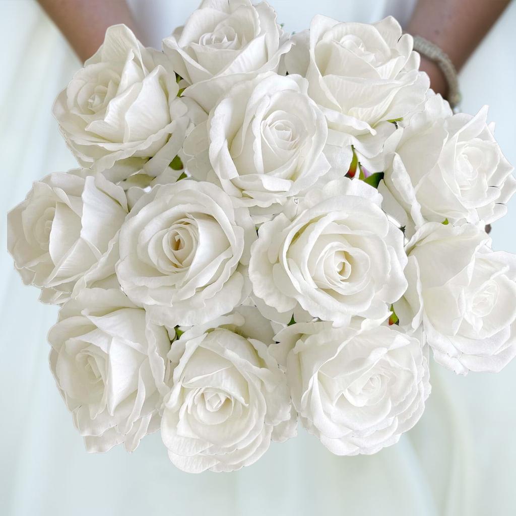 12 Artificial Rose Flowers Red Roses Silk Roses With Stems Rose Bouquet For Home Decoration Wedding Party Garden Flower Decoration Valentine's Day Gi