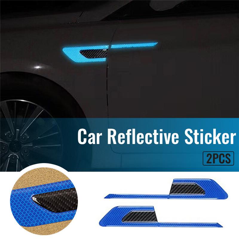 2Pcs/Set Car Reflective Safety Warning Strip Tape Car Stickers Bumper Reflective Strips Secure Decals Exterior